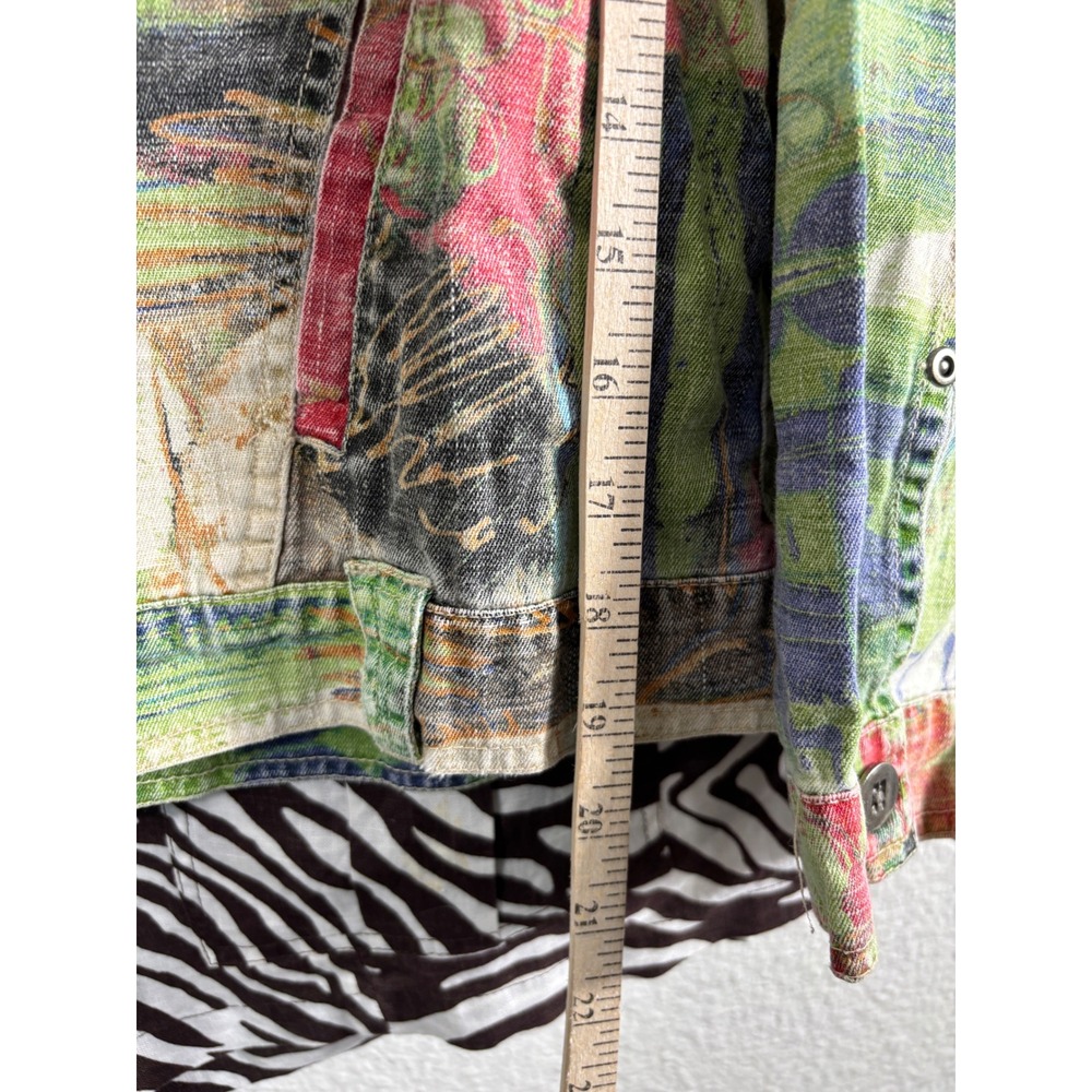 Chicos Lot of 3 Art to Wear Graffiti Face Denim Animal Print Jacket Size 0 - Picture 5 of 16